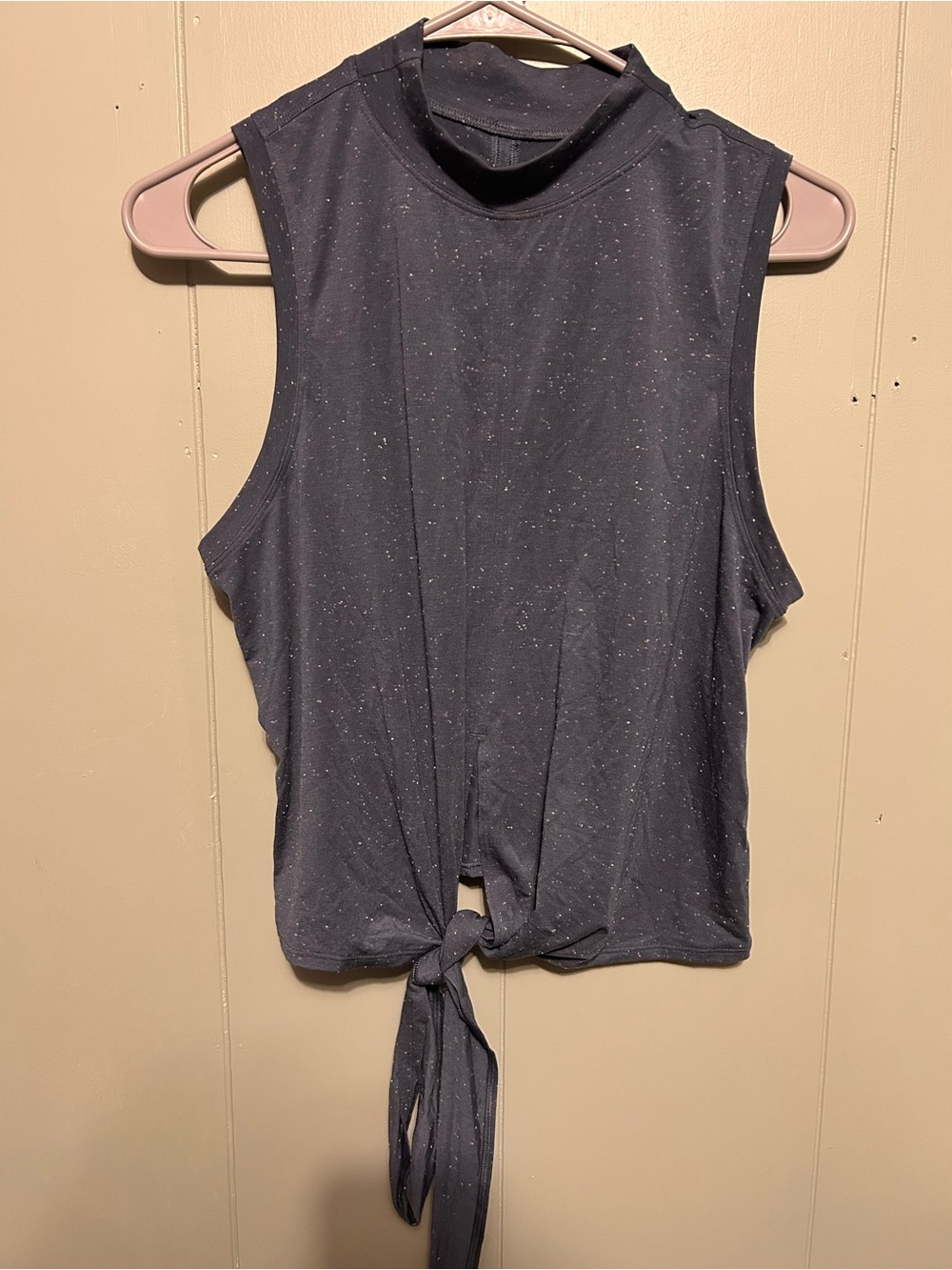 lululemon athletica Speckled Navy Sleeveless Tie-Front Mock Neck Tank